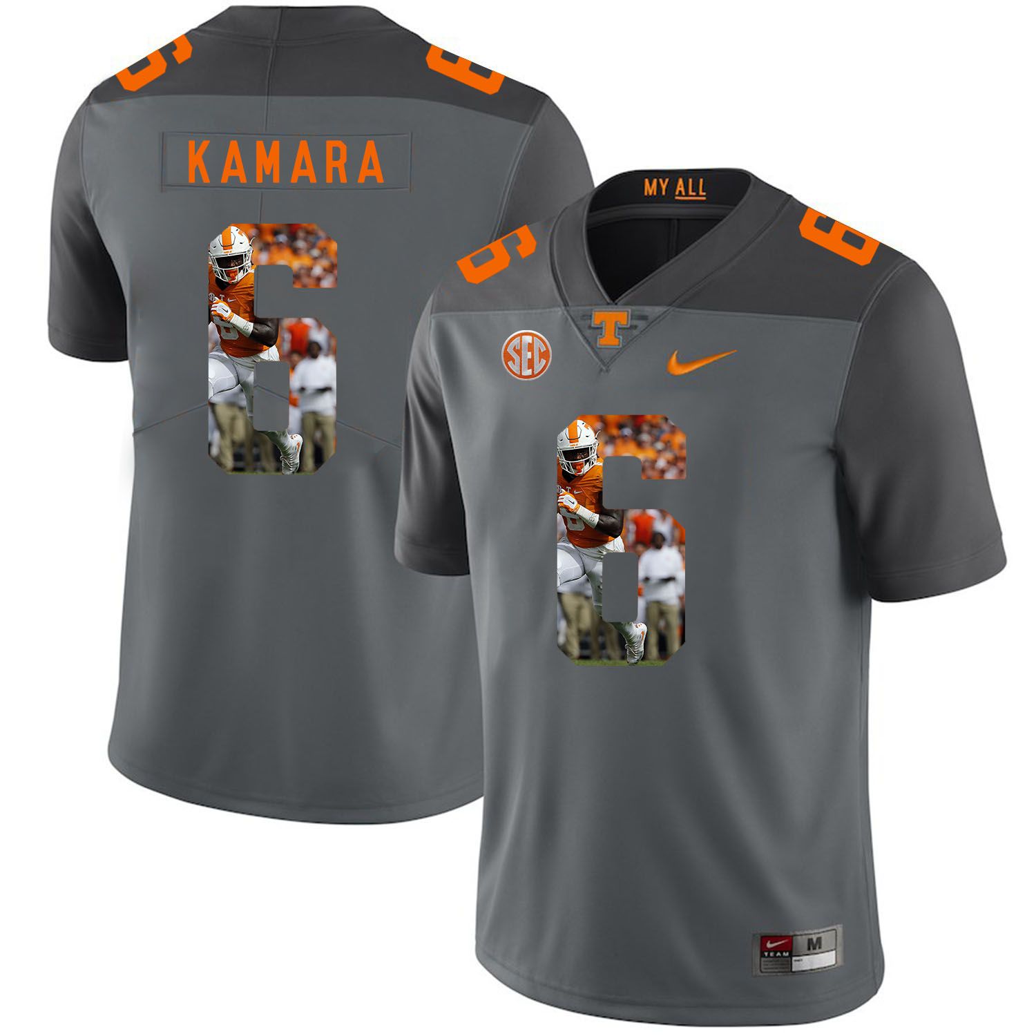 Men Tennessee Volunteers #6 Kamara Grey Fashion Edition Customized NCAA Jerseys->customized ncaa jersey->Custom Jersey